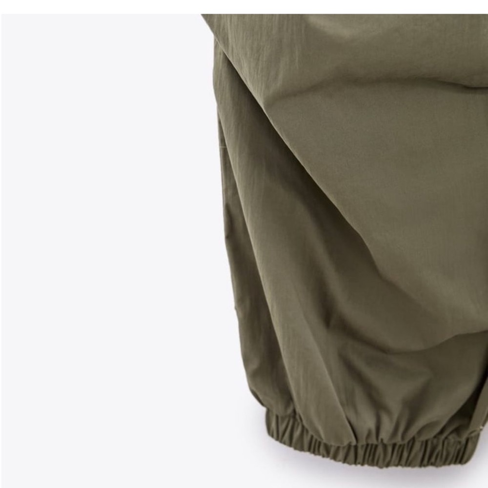 NWT ZARA Parachute Utility Jogger Pants in Dark Khaki Size Small fits XS! - Picture 5 of 11